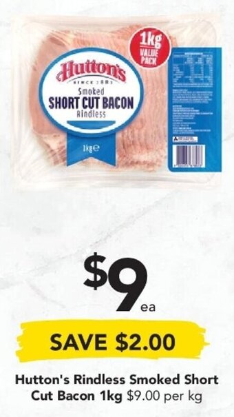 Drakes Hutton's Rindless Smoked Short Cut Bacon 1kg offer