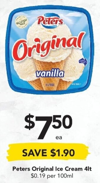 Drakes Peters Original Ice Cream 4lt offer