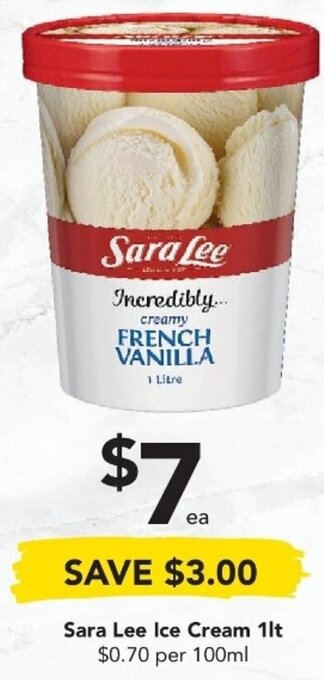 Drakes Sara Lee Ice Cream 1lt offer