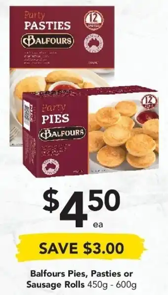 Drakes Balfours Pies, Pastries or Sausage Rolls 450g-600g offer