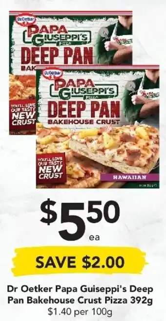 Drakes Dr Oetker Papa Guiseppi's Deep Pan Bakehouse Crust Pizza 392g offer