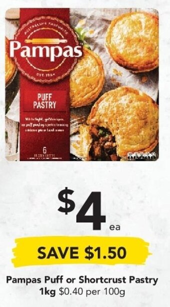 Drakes Pampas Puff or Shortcrust Pastry 1kg offer