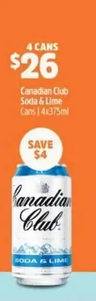 BWS Canadian club soda & lime offer