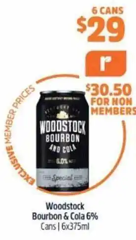 BWS Woodstock bourbon & cola 6% offer