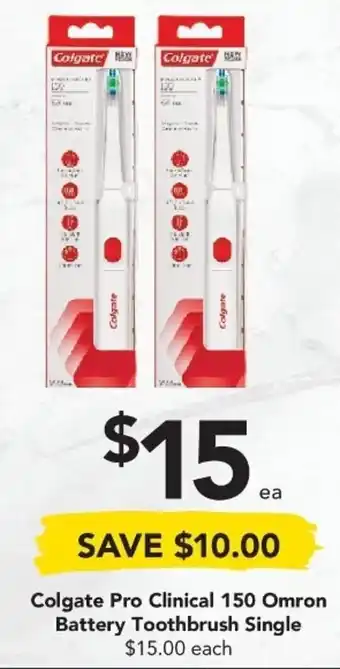 Drakes Colgate Pro Clinical 150 Omron Battery Toothbrush Single offer