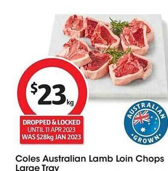 Coles Coles australian lamb loin chops large tray offer