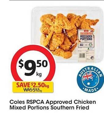 Coles Coles rspca approved chicken mixed portions southern fried offer