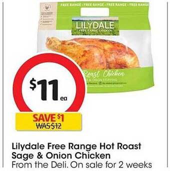 Coles Lilydale free range hot roast sage & onion chicken offer