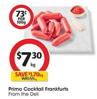 Coles Primo cocktail frankfurts offer