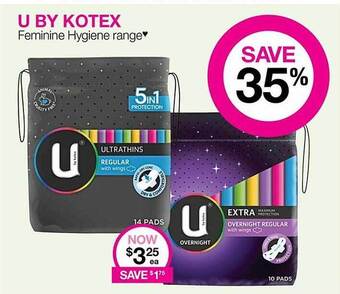 Priceline U by kotex feminine hygiene range offer
