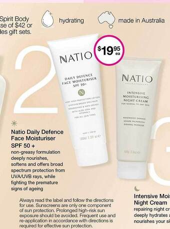Priceline Natio daily defence face moisturiser spf 50 + offer