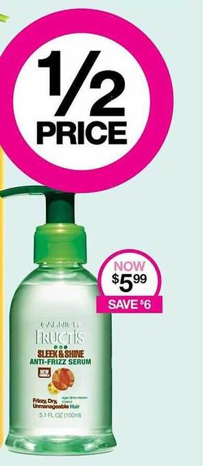 Priceline Garnier fructis anti-frizz serum offer