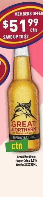 Liquor Legends Great northern super crisp 3.5% bottle offer