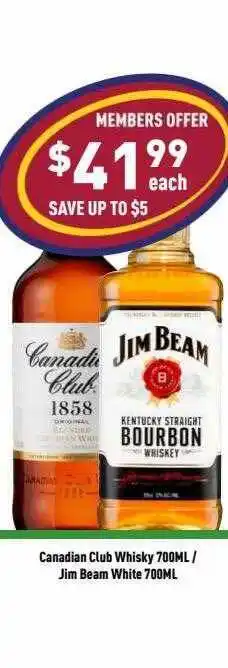 Canadian club whisky or jim beam white