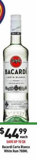 Liquor Legends Bacardi carta blanca white rum offer