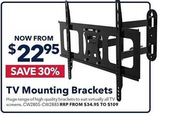 Jaycar Electronics Tv mounting brackets offer