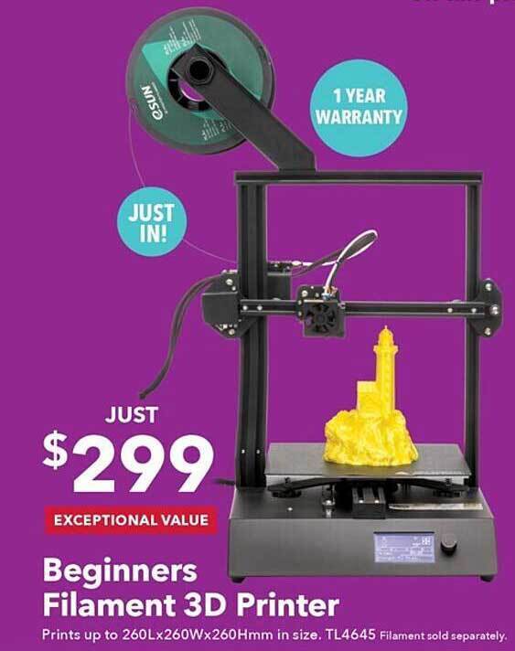 Beginners filament 3d printer offer at Jaycar Electronics