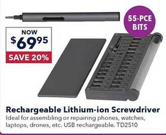 Jaycar Electronics Rechargeable lithium-ion screwdriver offer