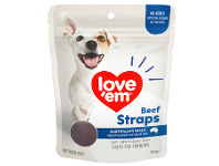 Coles Love’ Em Dog Treats Straps 150g offer