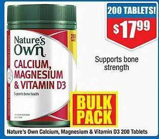 Chemist Warehouse Nature's own calcium, magnesium & vitamin d3 200 tablets offer