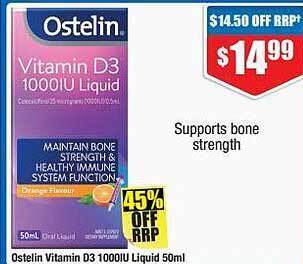 Chemist Warehouse Ostelin vitamin d3 1000iu liquid 50ml offer