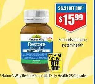 Chemist Warehouse Nature's way restore probiotic daily health 28 capsules offer