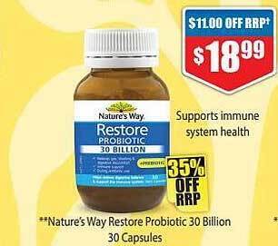 Chemist Warehouse Nature's way restore probiotic 30 billion 30 capsules offer
