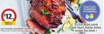 Coles Coles Australian Lamb Whole Leg Roast offer