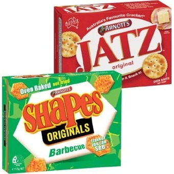 IGA Arnott's jatz, savoy or shapes 130-250g selected varieties offer