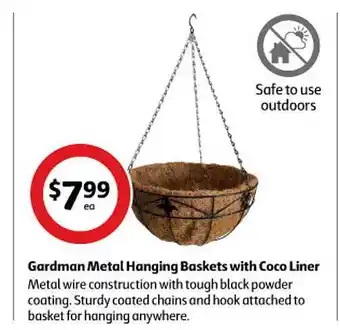 Coles Gardman metal hanging baskets with coco liner offer