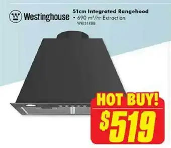 The Good Guys Westinghouse 51cm integrated rangehood offer