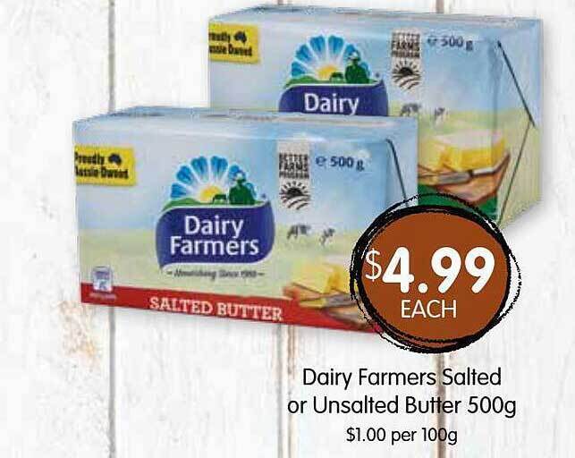 Dairy farmers salted or unsalted butter offer at Spudshed