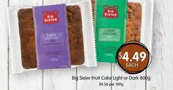 Spudshed Big sister fruit cake light or dark offer