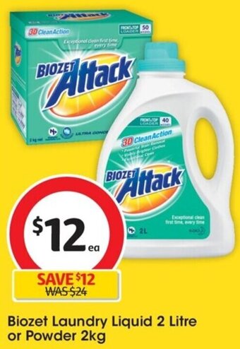 Coles Biozet Laundry Liquid 2 Litre or Powder 2kg offer