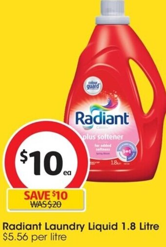 Coles Radiant Laundry Liquid 1.8 Litre offer