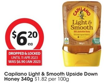Coles Capilano Light & Smooth Upside Down Honey 340g offer