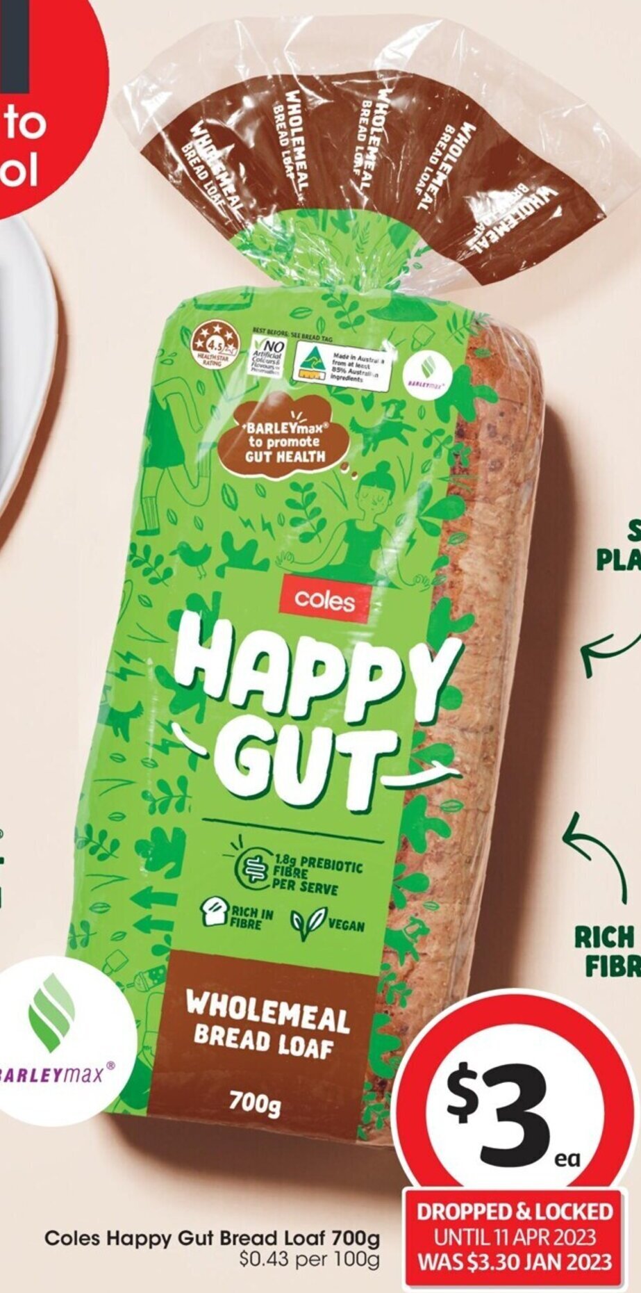 Coles Happy Gut Bread Loaf 700g offer at Coles