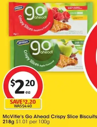 Coles McVitie's Go Ahead Crispy Slice Biscuits 218g offer