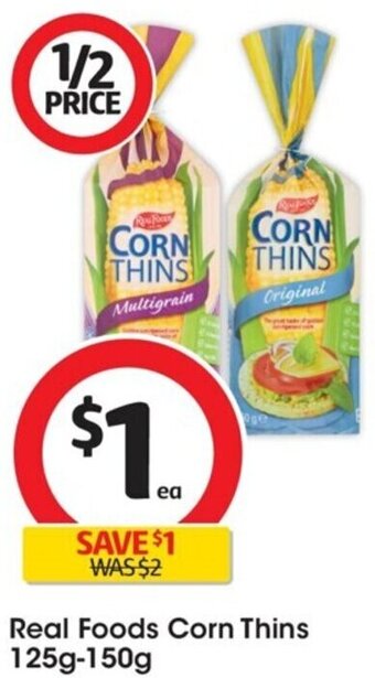 Coles Real Foods Corn Thins 125g-150g offer
