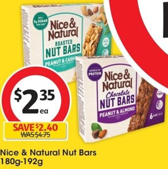 Coles Nice & Natural Nut Bars 180g-192g offer
