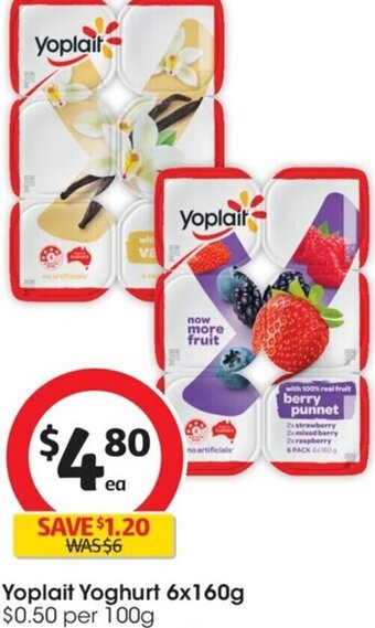 Coles Yoplait Yoghurt 6x160g offer