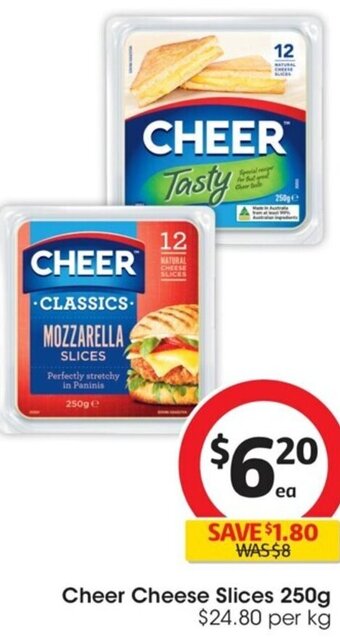 Coles Cheer Cheese Slices 250g offer