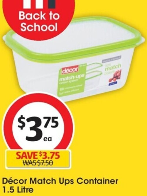 Décor Match Ups Container 1.5Litre offer at Coles