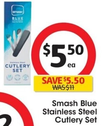 Coles Smash Blue Stainless Steel Cutlery Set offer