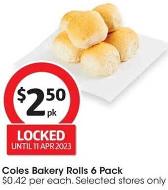 Coles Coles Bakery Rolls 6 Pack offer
