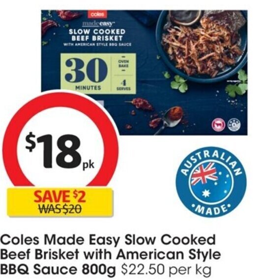 Coles Made Easy Slow Cooked Beef Brisket with American Style BBQ Sauce