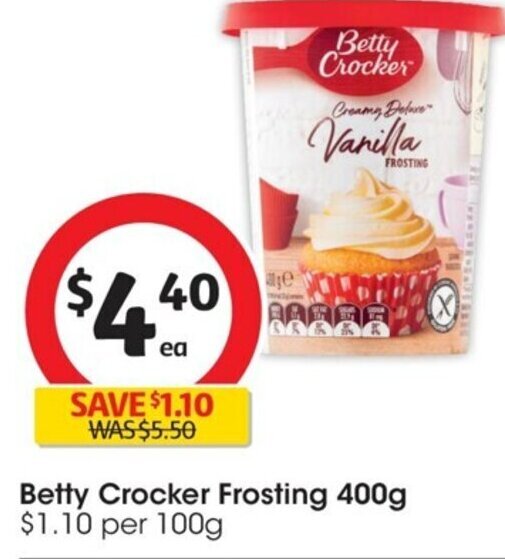 Betty Crocker Frosting 400g offer at Coles