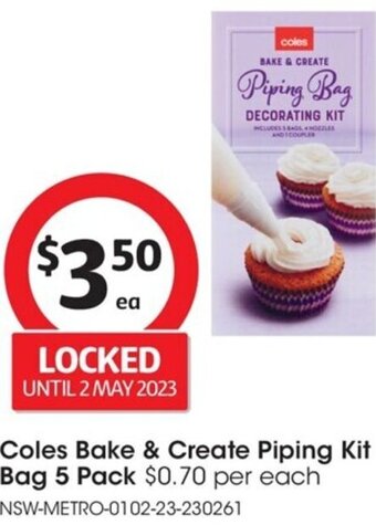 Coles Coles Bake & Create Piping Kit Bag 5 Pack offer