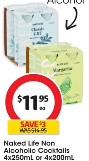 Coles Naked Life Non Alcoholic Cocktails 4x250ml or 4x200ml offer