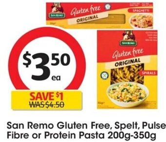 Coles San Remo Gluten Free, Spelt, Pulse Fibre or Protein Pasta 200g-350g offer